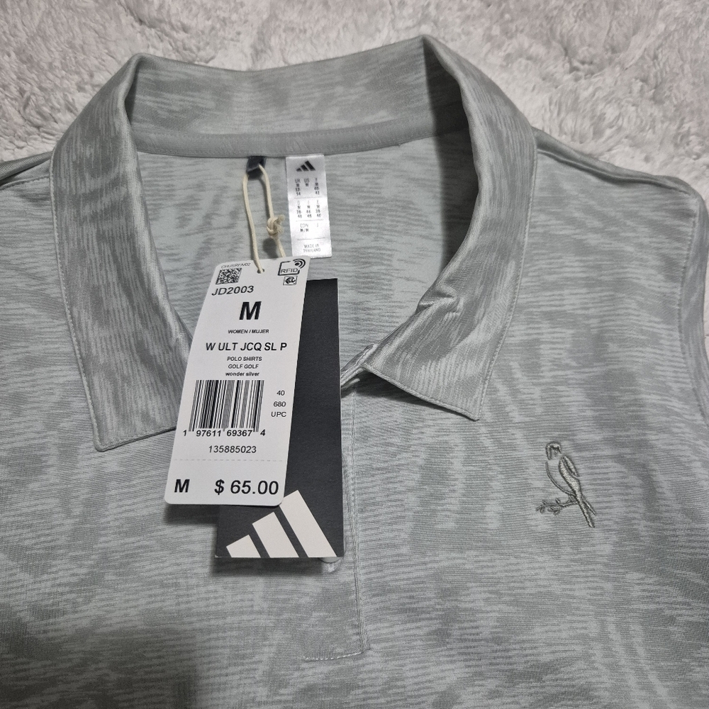 NWT ADIDAS Women's Gray Sleeveless Jacquard  Polo-ultimate Top...Size:M - Picture 9 of 11